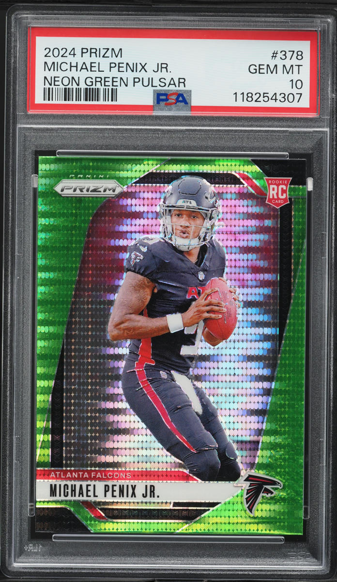 2024 Panini Prizm Neon Green Pulsar Michael Penix Jr ROOKIE #378 PSA 10 GEM MINT