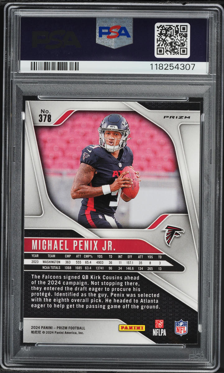 2024 Panini Prizm Neon Green Pulsar Michael Penix Jr ROOKIE #378 PSA 10 GEM MINT