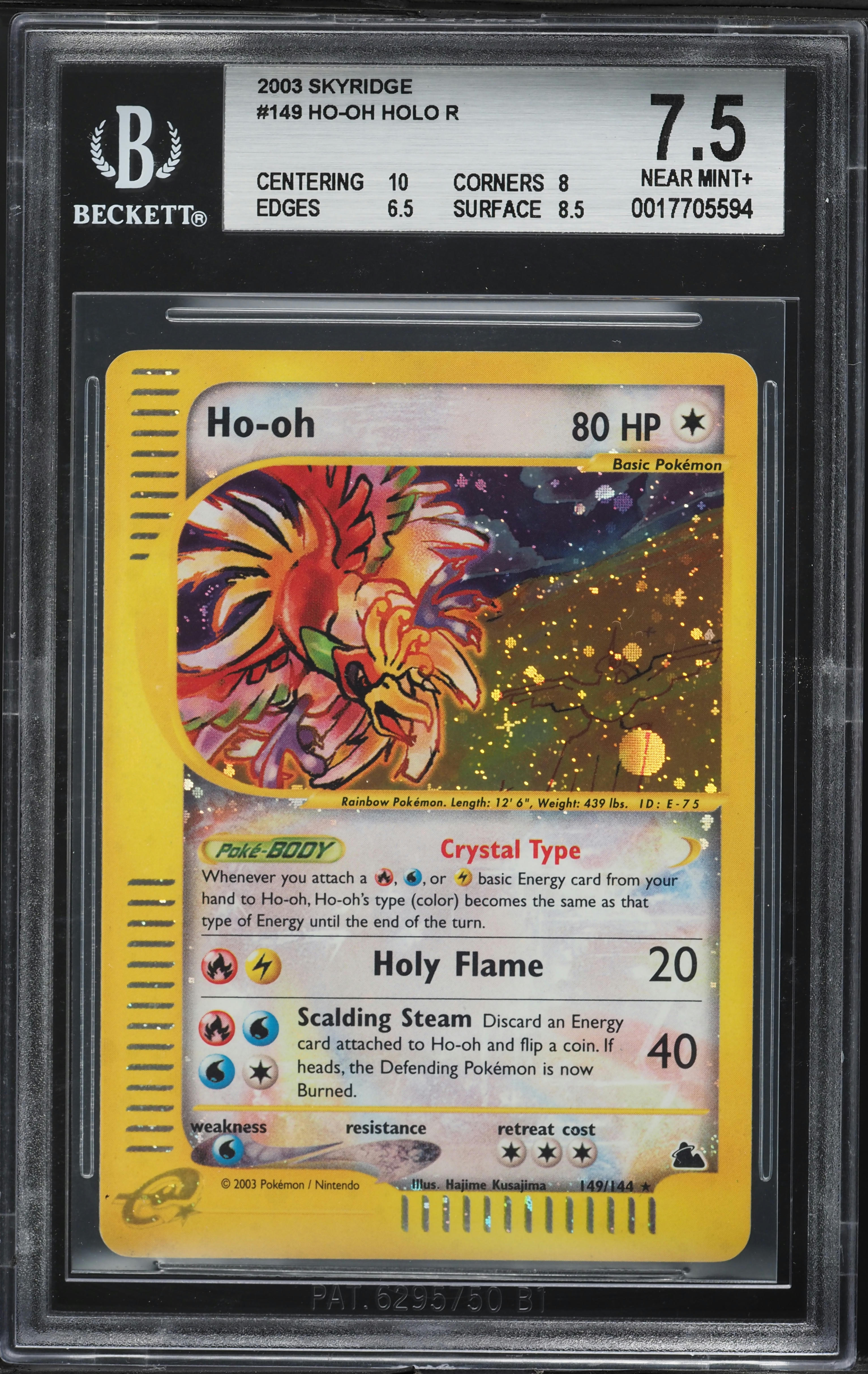2003 Pokemon Skyridge Holo Crystal Ho-Oh #149 BGS 7.5 NRMT+ on