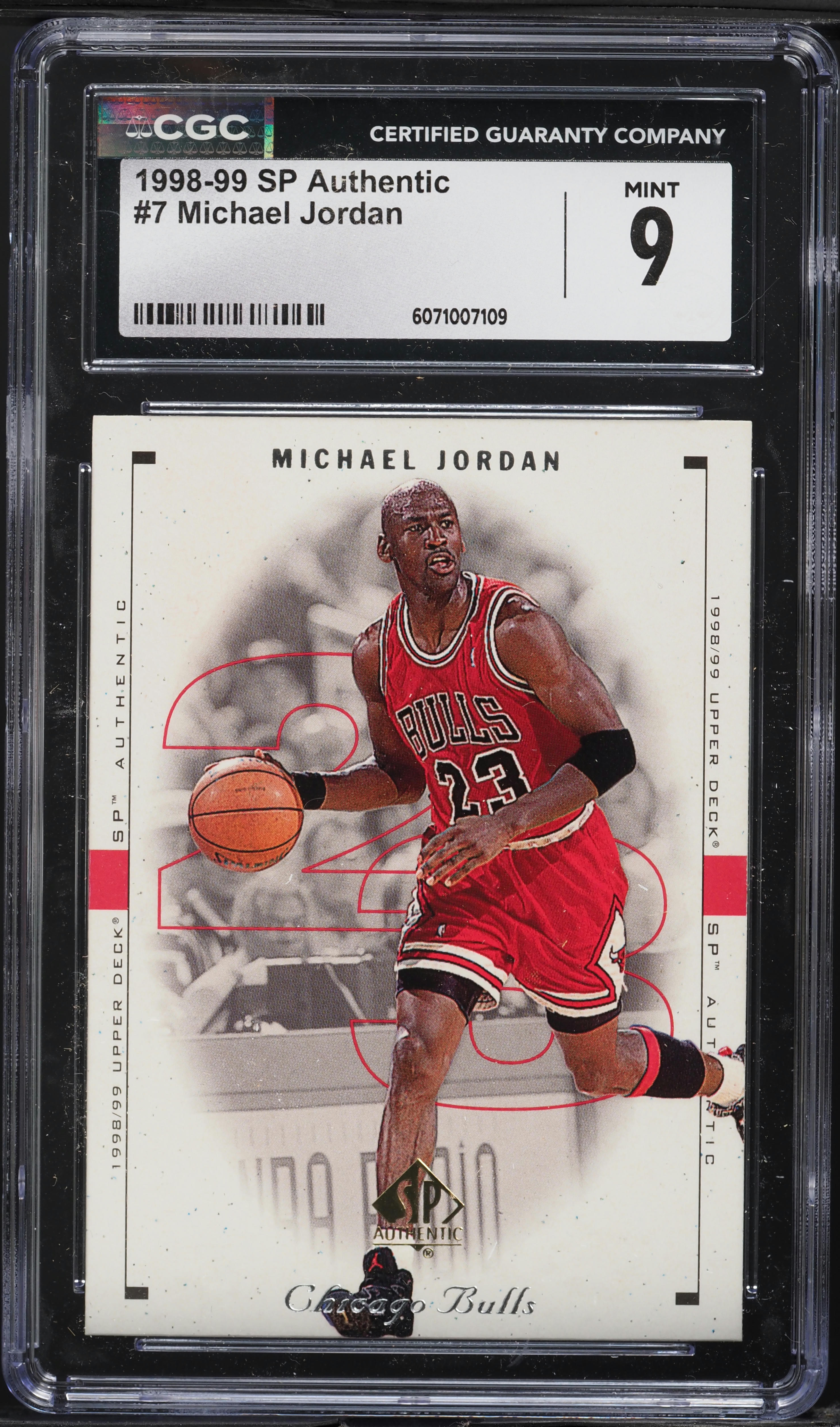 1998 SP Authentic Basketball Michael Jordan #7 CGC 9 MINT on