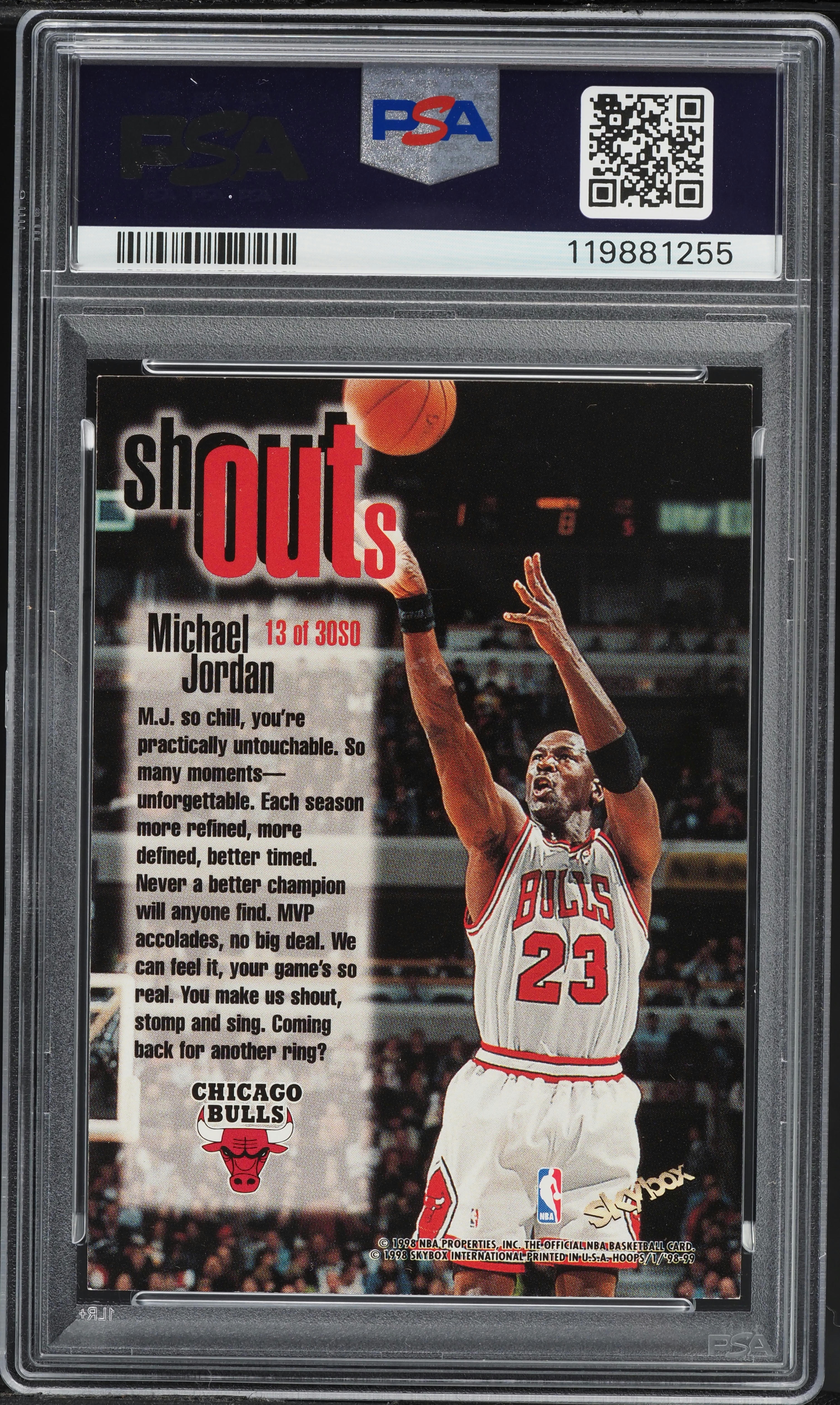 1998 Hoops Shout Outs Michael Jordan #13 PSA 9 MINT on Fanatics 1998 Hoops Shout Outs Michael Jordan #13 PSA 9 MINT on Fanatics