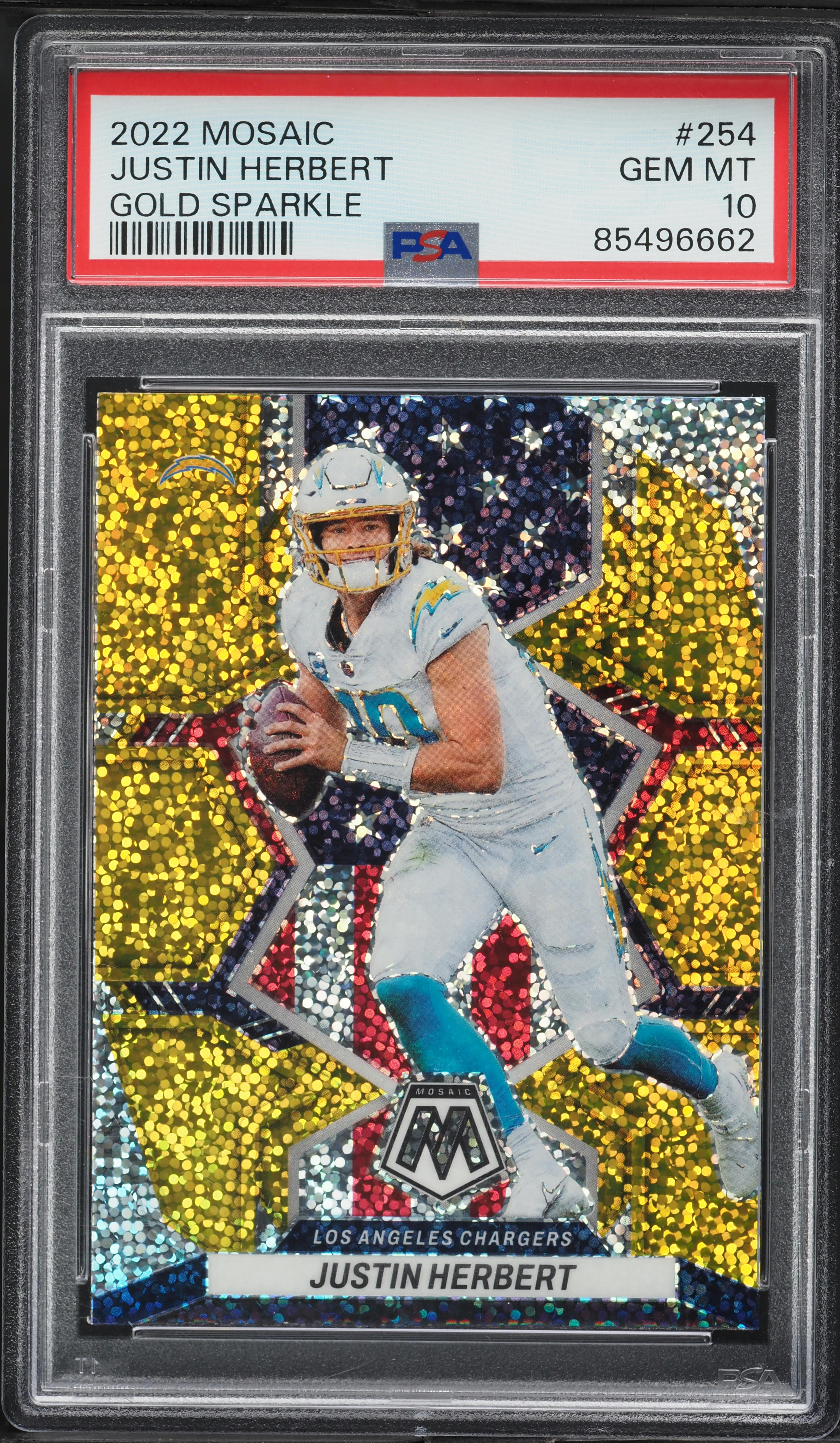 2022 Panini Prizm Mosaic Gold Sparkle Justin Herbert #254 PSA 10