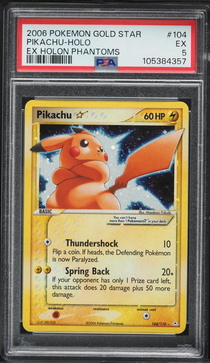 2006 Pokemon EX Holon Phantoms Holo Pikachu Gold Star #104 PSA 5