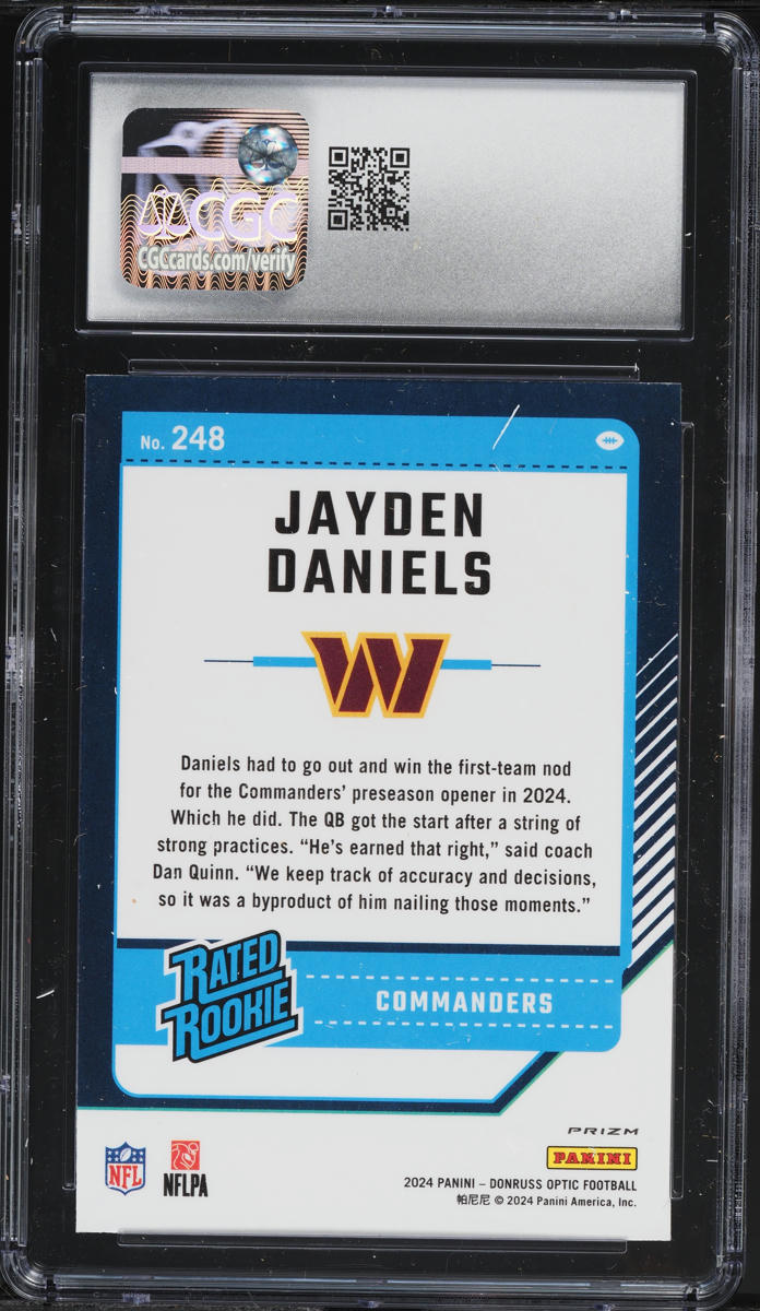 2024 Donruss Optic Purple Shock Jayden Daniels ROOKIE #248 CGC 9.5 MINT+ on  Fanatics Collect