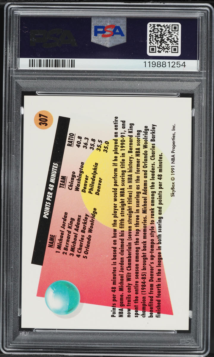 1991 Skybox Basketball Michael Jordan #307 PSA 9 MINT on Fanatics