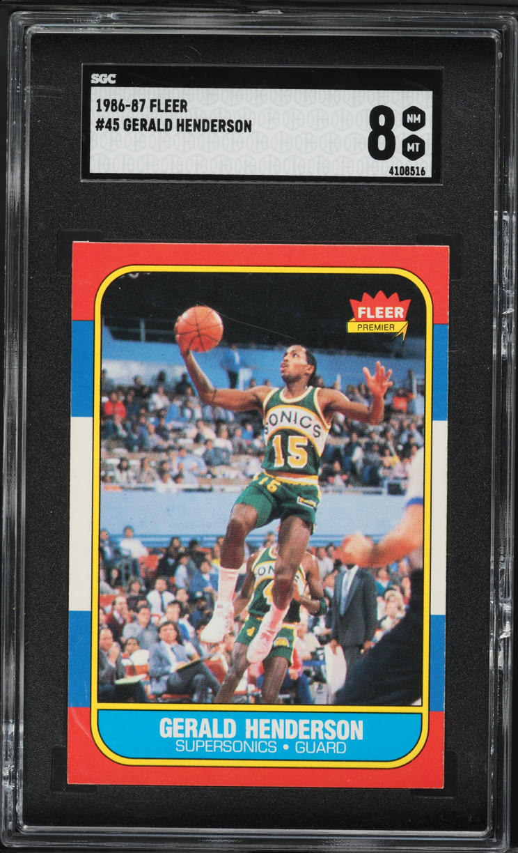 1986 Fleer Basketball Gerald Henderson #45 SGC 8 NM-MT