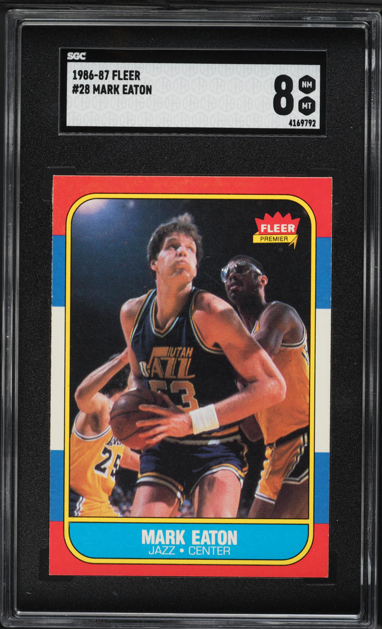 1986 Fleer Basketball Mark Eaton #28 SGC 8 NM-MT
