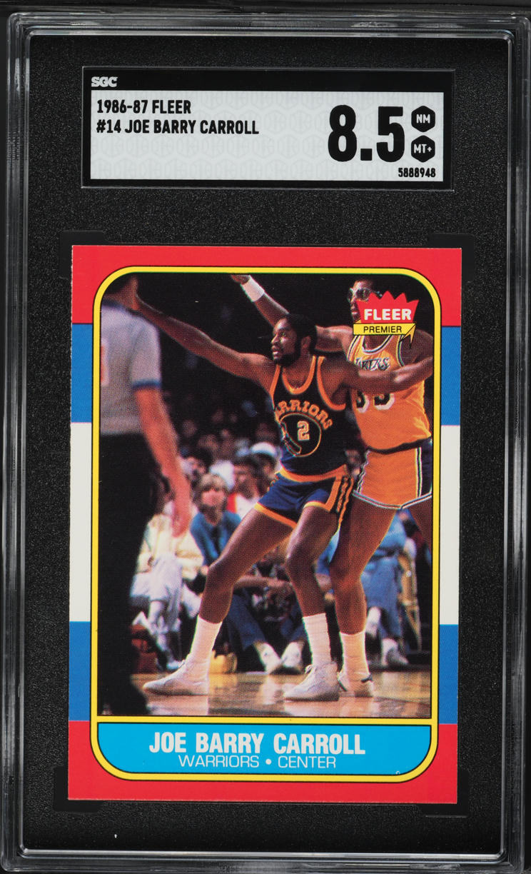 1986 Fleer Basketball Joe Barry Carroll #14 SGC 8.5 NM-MT+