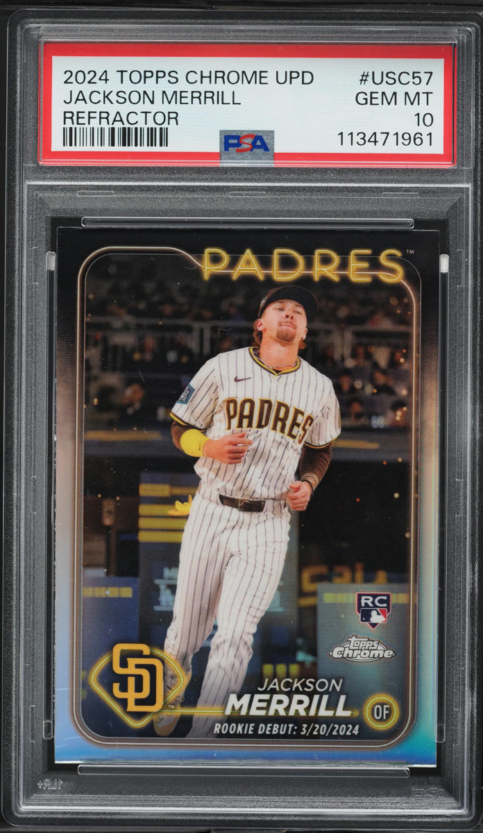 2024 Topps Chrome Update Refractor Jackson Merrill ROOKIE #USC57 PSA 10 GEM MINT