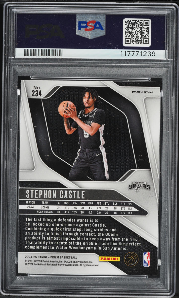 2024 Panini Prizm Silver Stephon Castle ROOKIE #234 PSA 10 GEM MINT