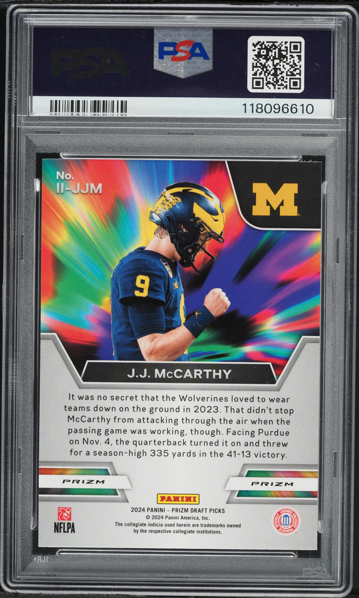 2024 Panini Prizm DP Instant Impact Red Ice J.J. McCarthy ROOKIE PSA 10 GEM MINT