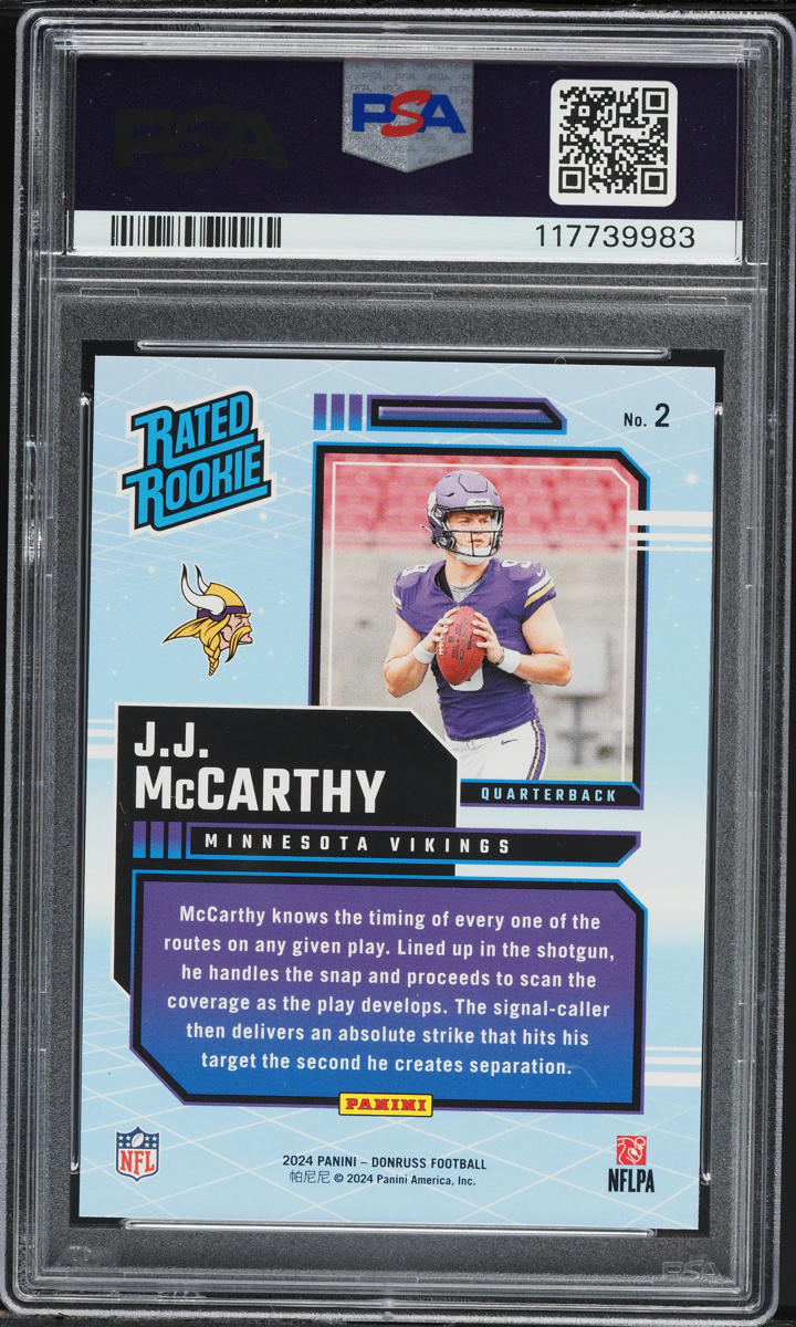 2024 Donruss Retro J.J. McCarthy ROOKIE #2 PSA 10 GEM MINT