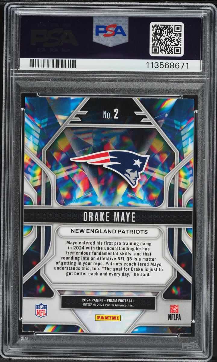 2024 Panini Prizm Prizmatic Drake Maye ROOKIE #2 PSA 10 GEM MINT