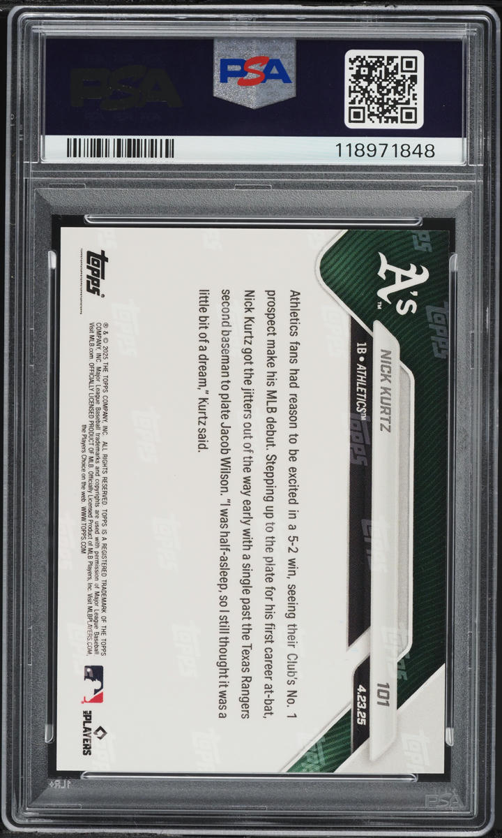 2025 Topps Now Nick Kurtz ROOKIE #101 PSA 10 GEM MINT