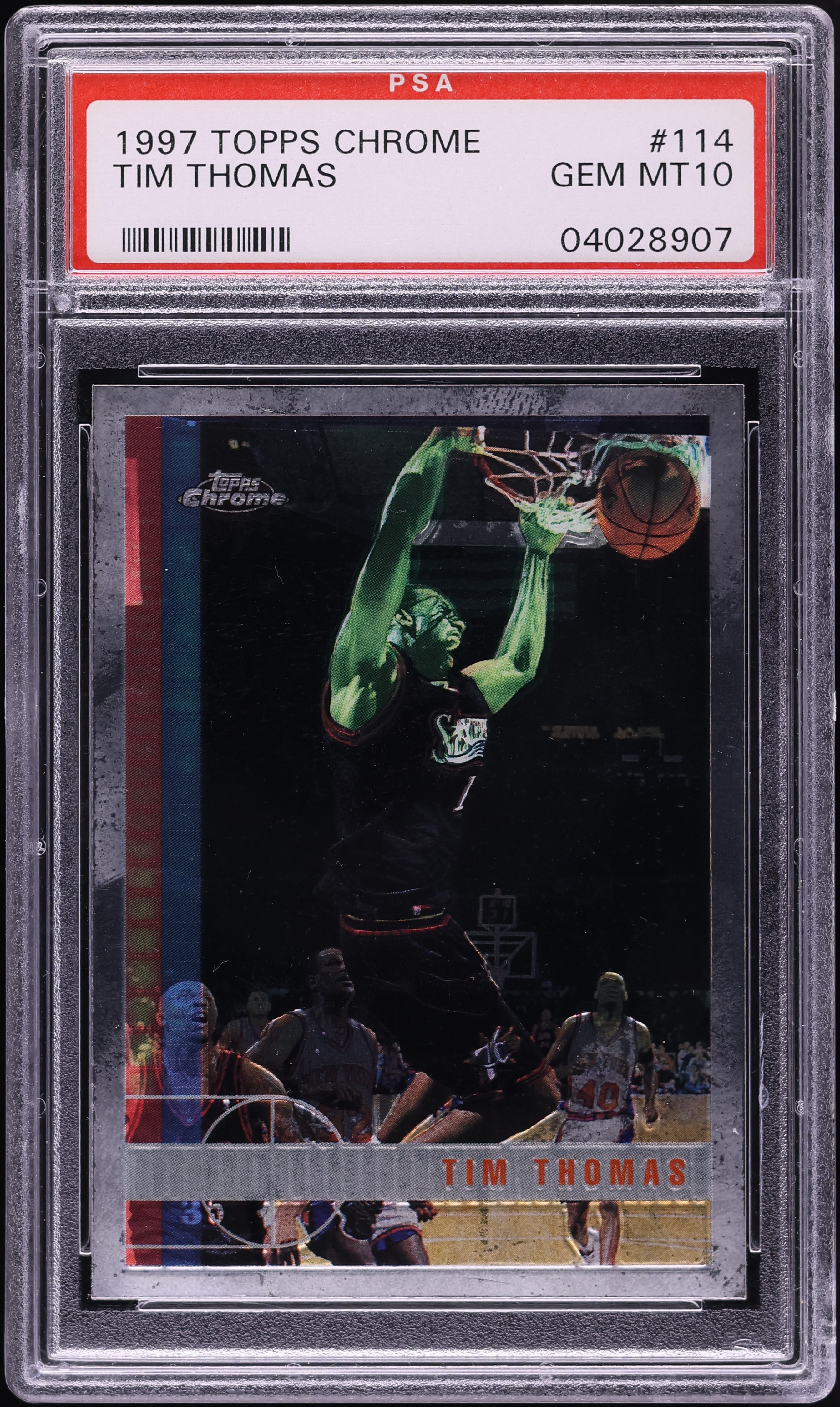 1997 Topps Chrome Tim Thomas ROOKIE #114 PSA 10 GEM MINT on 