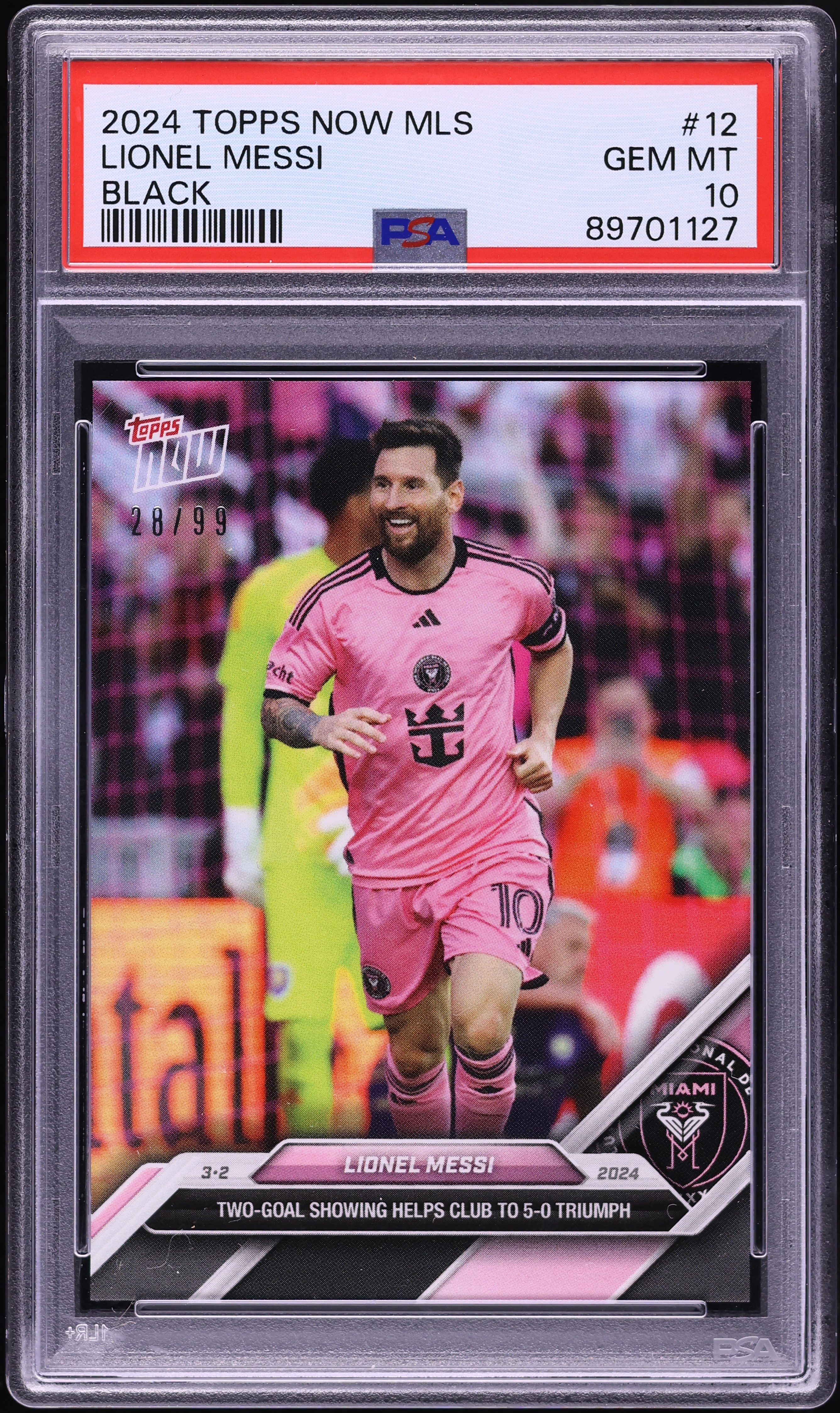 2024 Topps Now MLS Black Lionel Messi /99 #12 PSA 10 GEM MINT on 