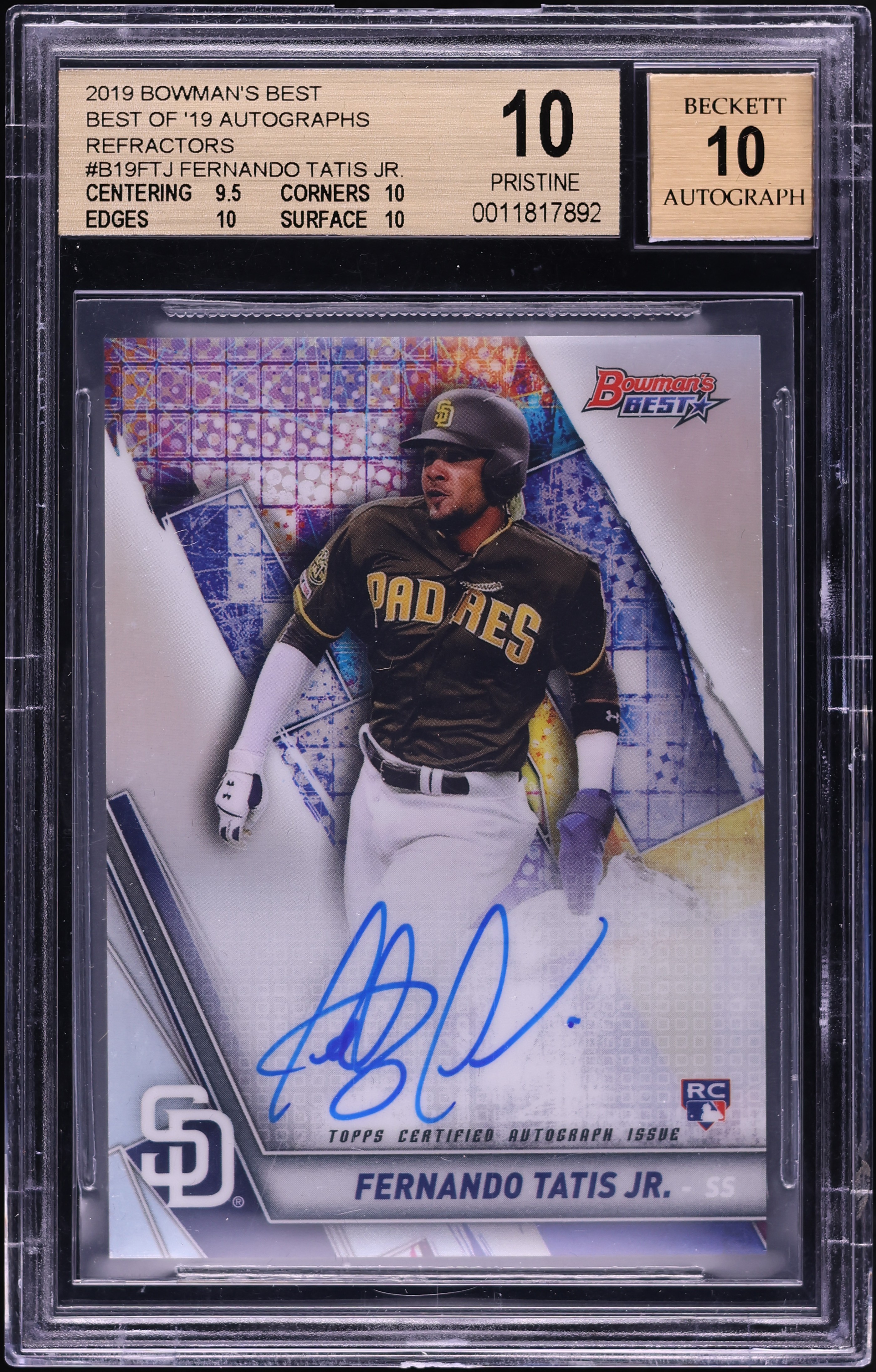2019 Bowman's Best Of '19 Refractor Fernando Tatis Jr. ROOKIE AUTO