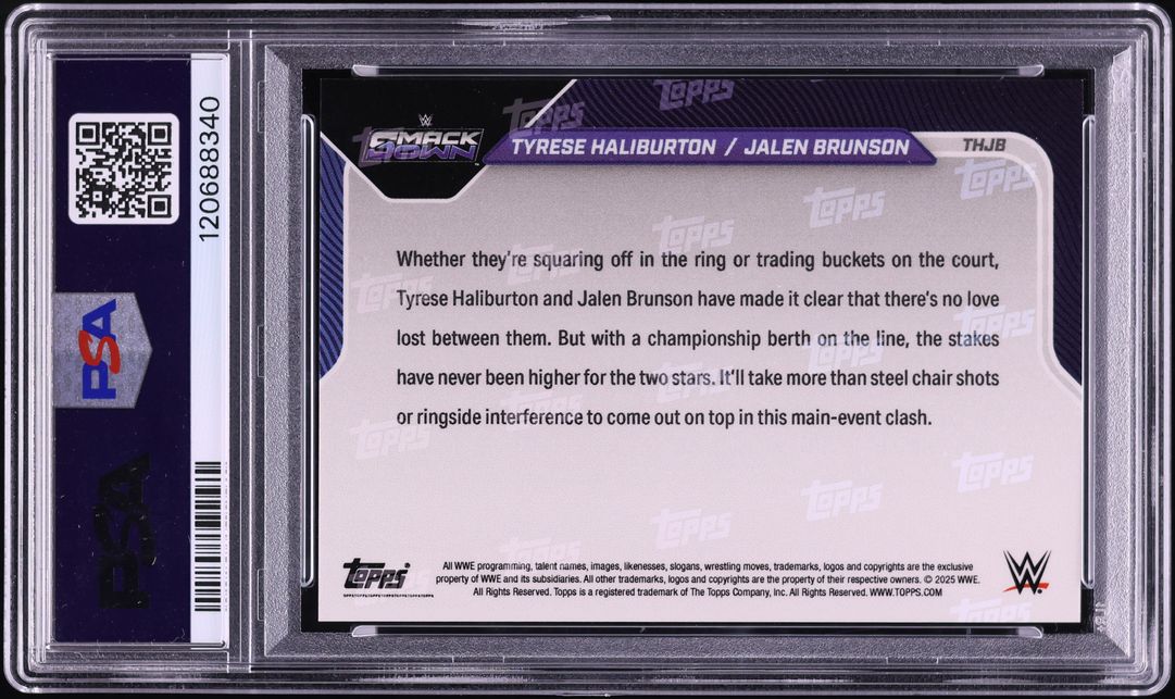 2025 Topps Now WWE Gold Tyrese Haliburton Jalen Brunson /50 #THJB PSA 9 MINT