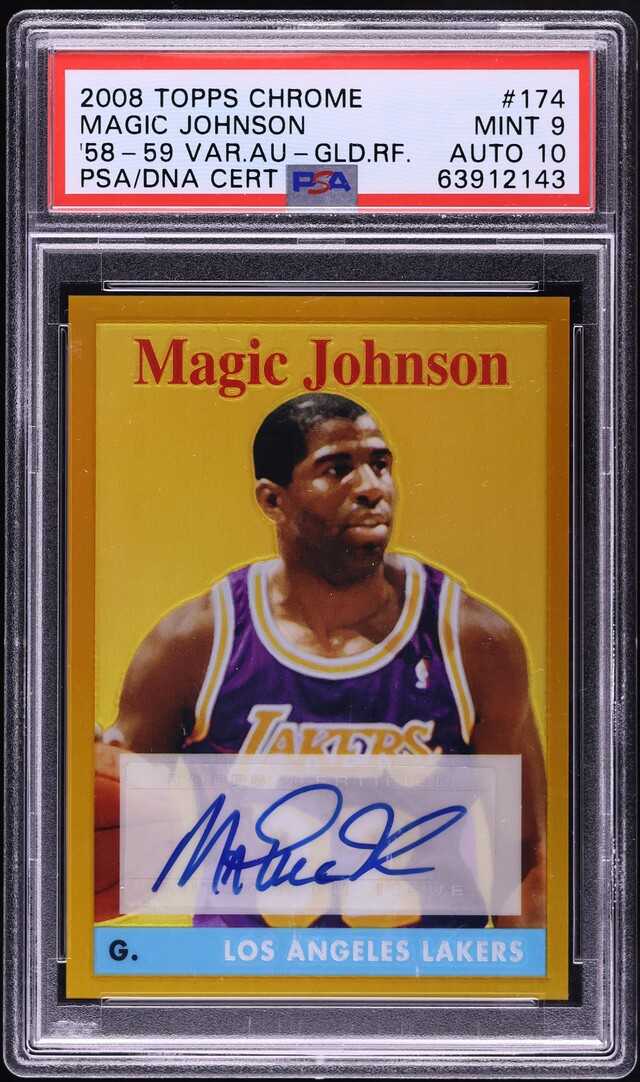 2008 Topps Chrome '58 Variation Gold Ref. Magic Johnson AUTO DNA