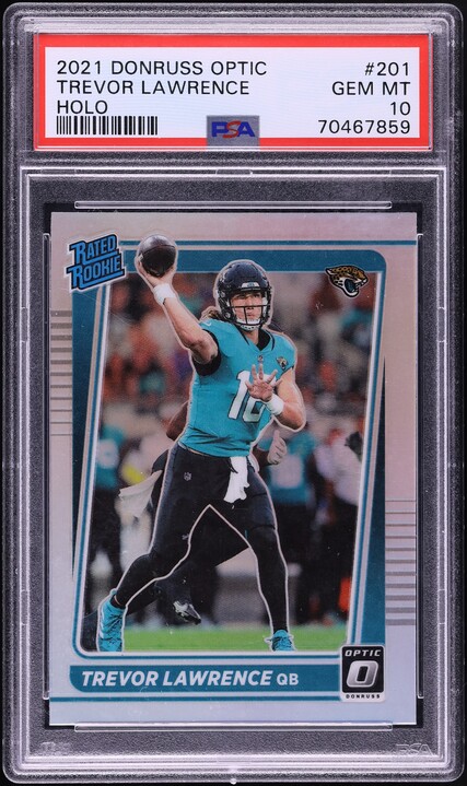 2021 Donruss Optic Holo Prizm Trevor Lawrence ROOKIE #201 PSA 10