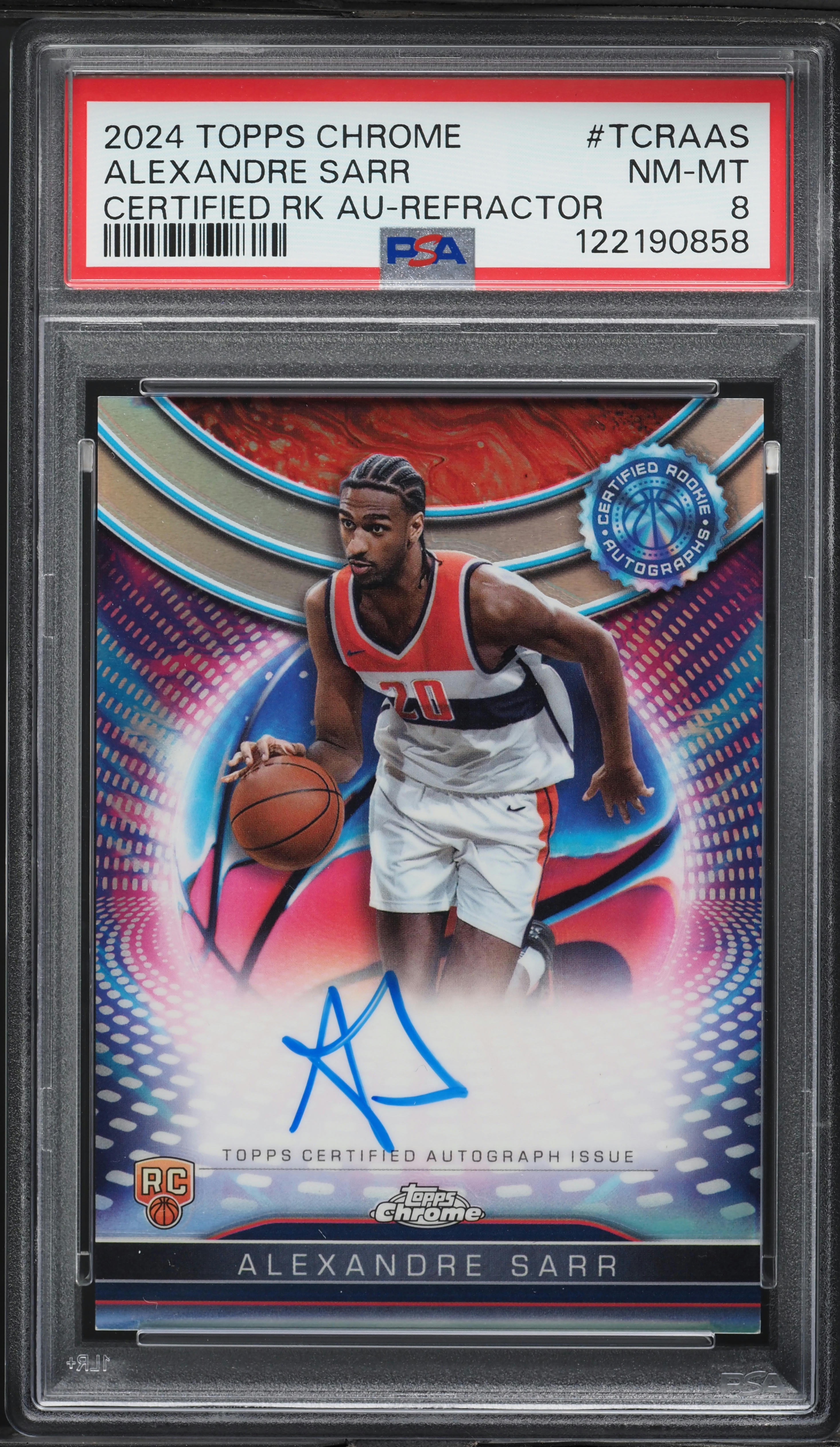 2024 Topps Chrome Certified Refractor Alexandre Sarr ROOKIE AUTO