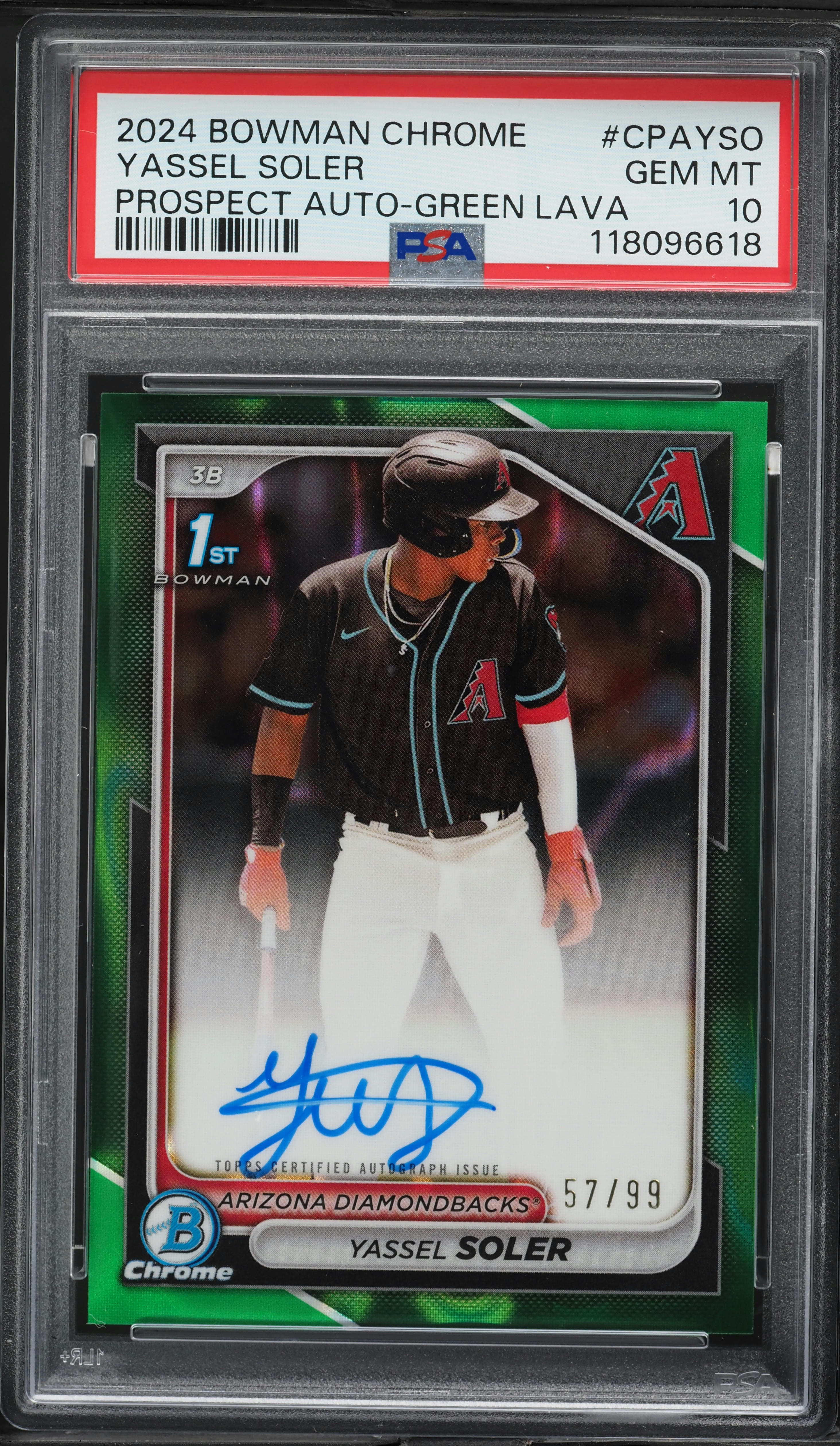 2024 Bowman Chrome Green Lava Refractor Yassel Soler PROSPECT AUTO