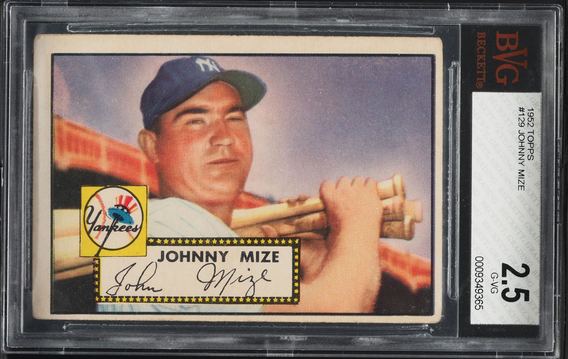 1952 Topps Johnny Mize #129 BVG 2.5 GD+