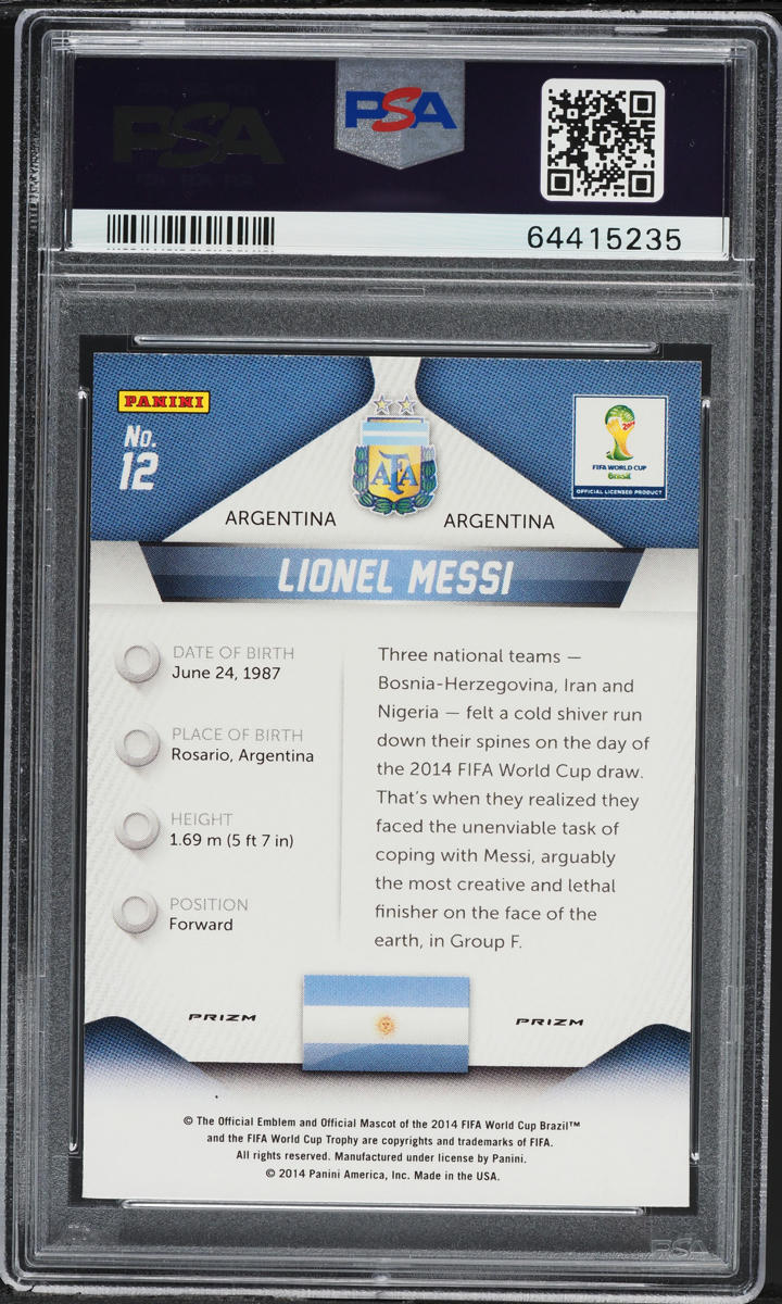 2014 Panini Prizm World Cup Silver Lionel Messi #12 PSA 9 MINT
