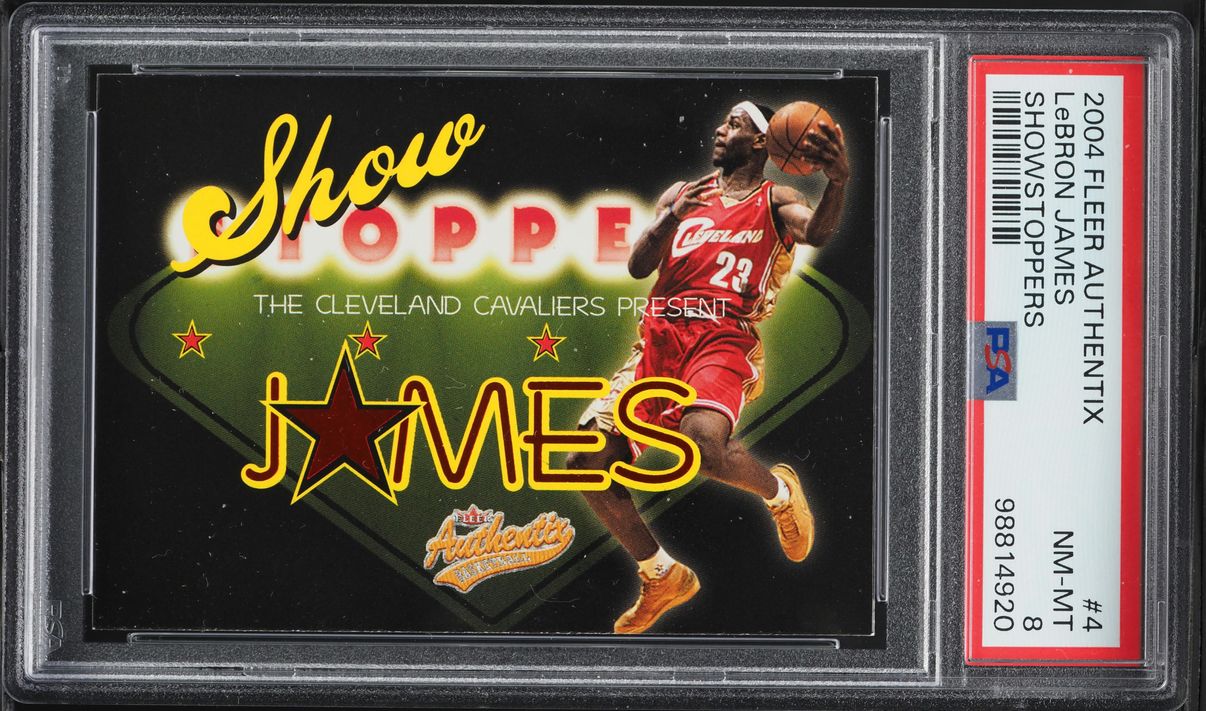 2004 Fleer Authentix Showstoppers LeBron James #4 PSA 8 NM-MT on