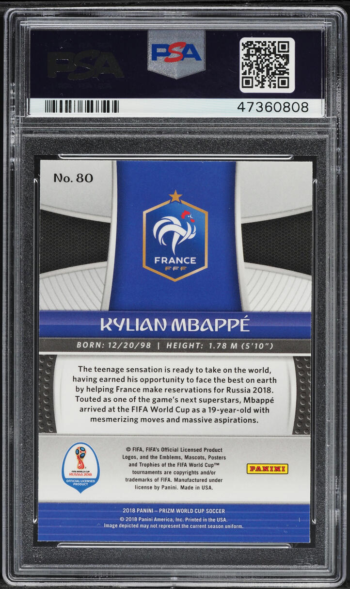 2018 Panini Prizm World Cup Kylian Mbappe ROOKIE #80 PSA 10 GEM
