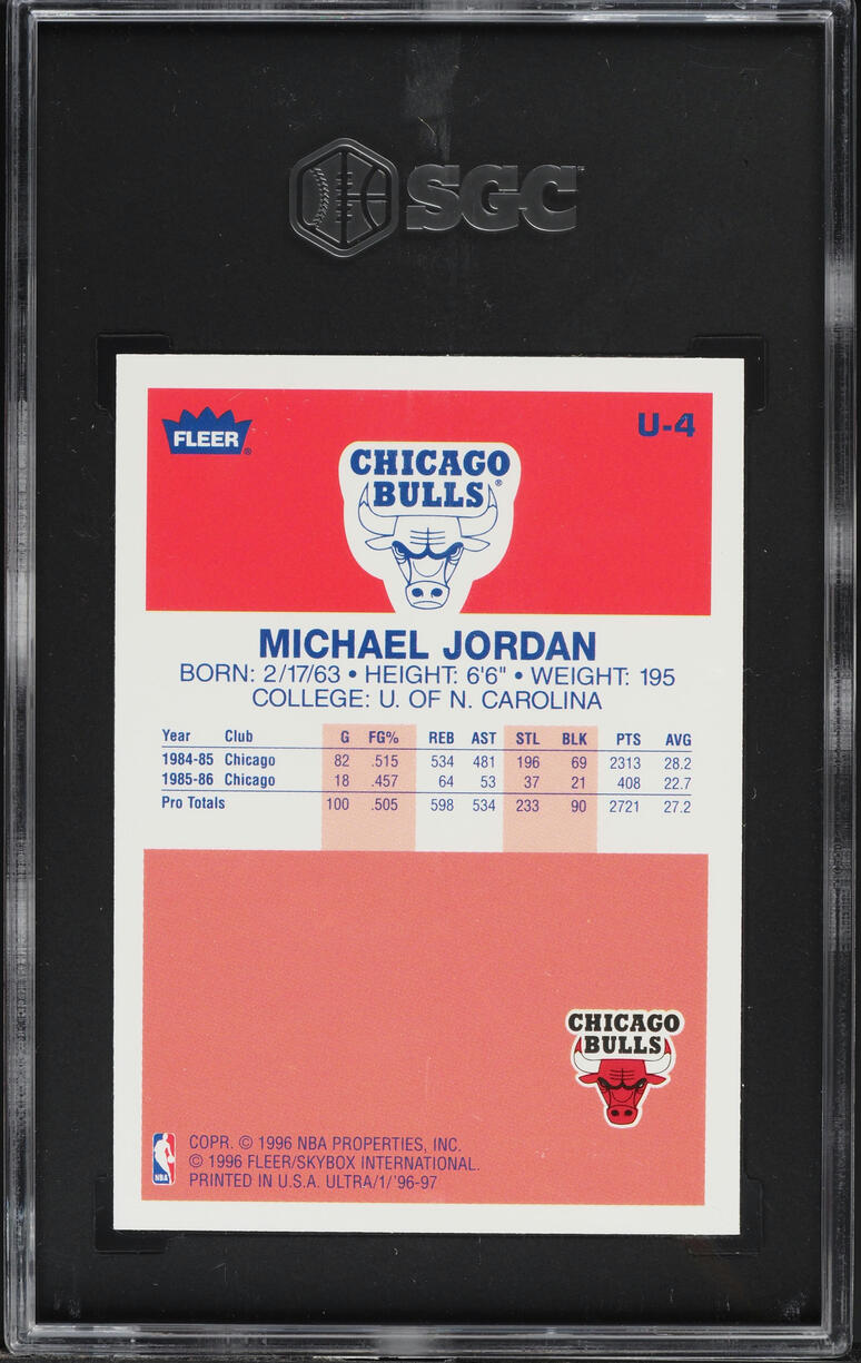 1996 Ultra Decade Of Excellence Michael Jordan #U-4 SGC 10 GEM MINT