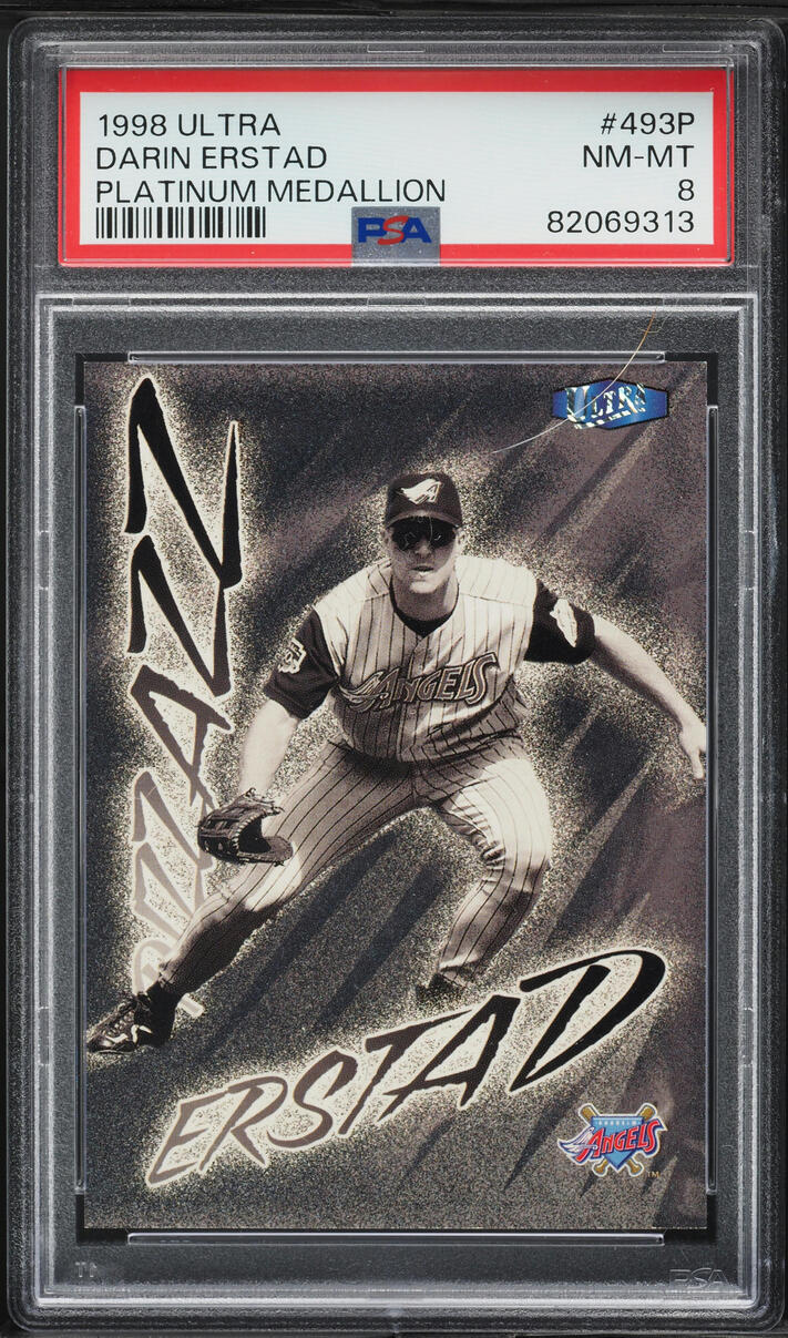 1998 Ultra Platinum Medallion Darin Erstad /98 #493P PSA 8 NM-MT