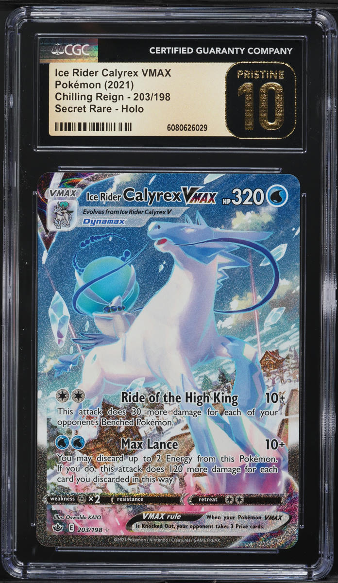 pokemon tcg chilling reign 046/198 ice rider calyrex vmax card - SWSH06: [ULTRA RARE] Colorless Retreat Cost Ice Rider Calyrex VMAX (CRE