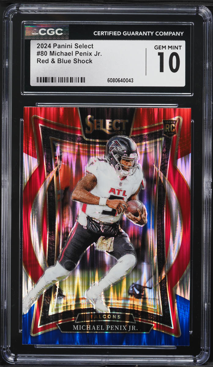 2024 Select Concourse Red & Blue Shock Michael Penix Jr. ROOKIE #80 CGC 10 GEM MINT