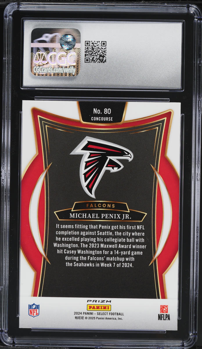 2024 Select Concourse Red & Blue Shock Michael Penix Jr. ROOKIE #80 CGC 10 GEM MINT