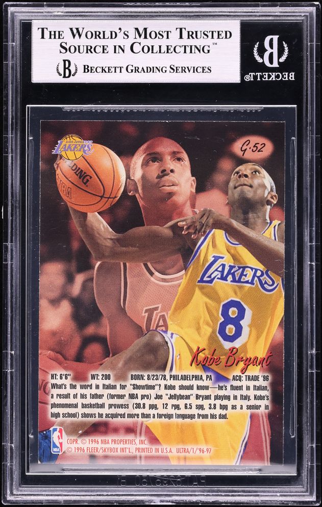 1996 Ultra Gold Medallion Kobe Bryant ROOKIE #G52 BGS 8.5 NM-MT+