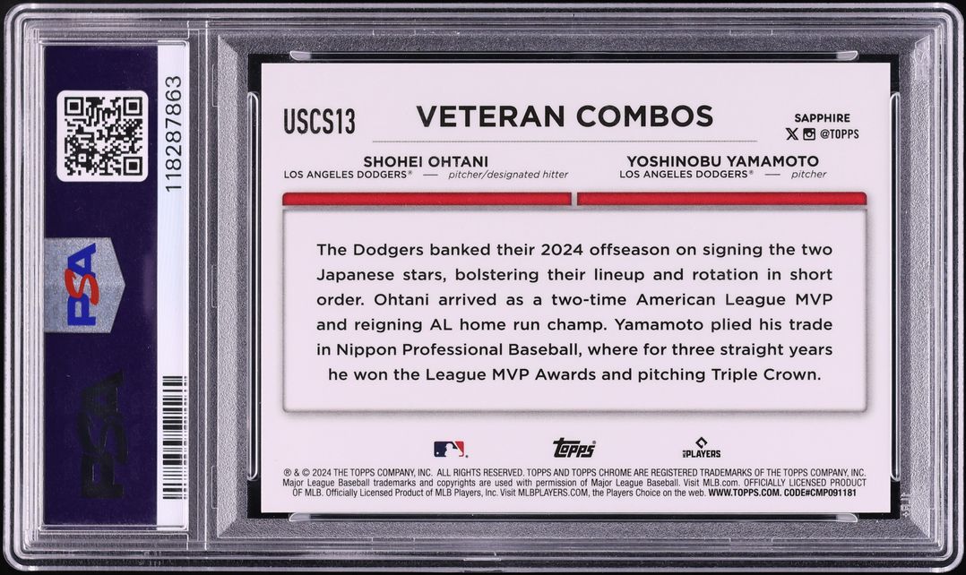 2024 Topps Chrome Sapphire Update Series Gold Ohtani Yamamoto /50 #13 PSA 10 GEM