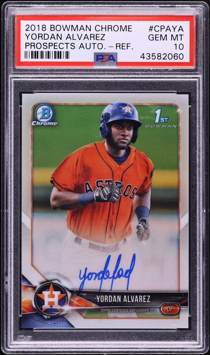 2018 Bowman Chrome Refractor Yordan Alvarez PROSPECT AUTO /499 PSA