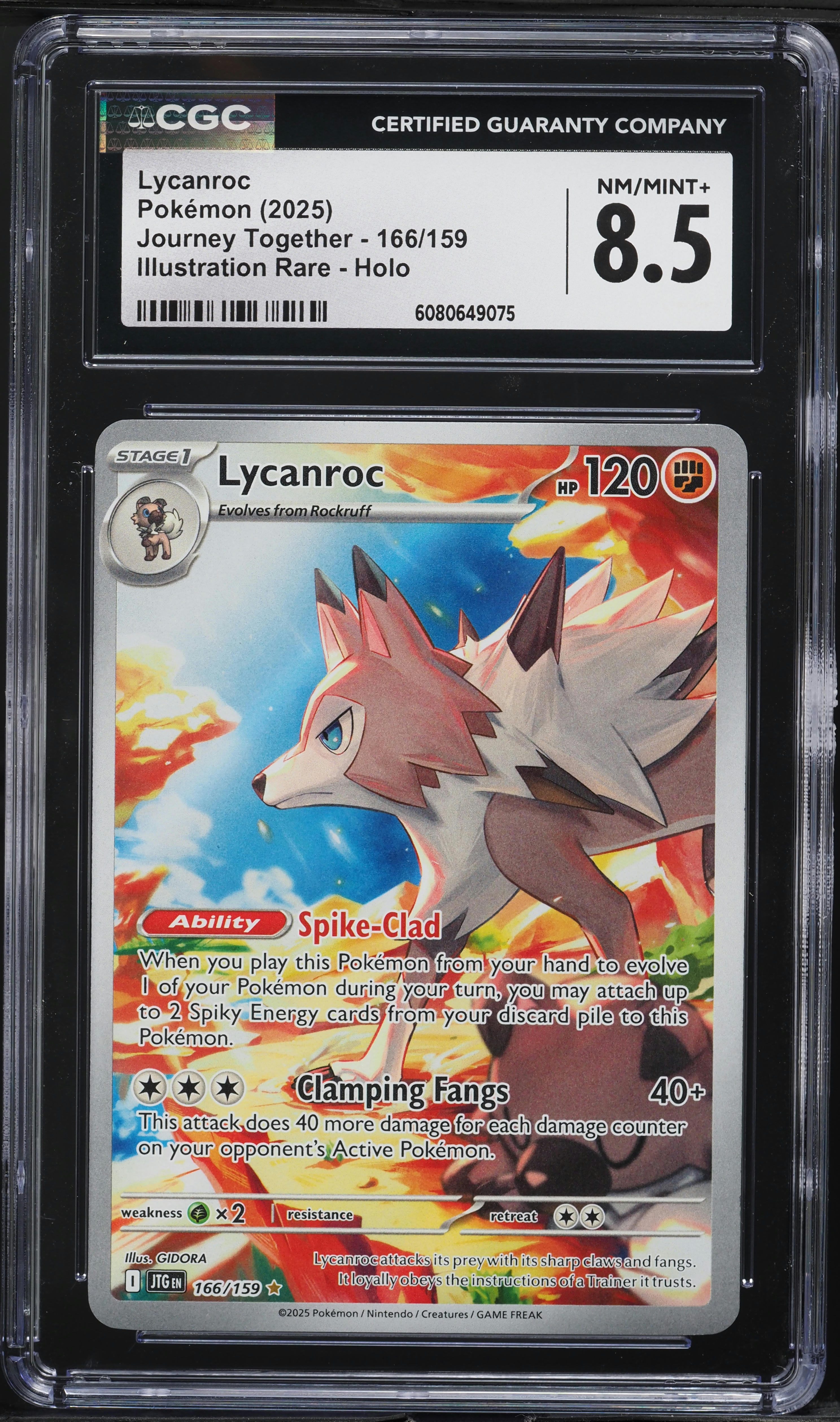 lycanroc pokemon card 166/159 - Holofoil SV09 Journey Together Colorless Clamping Fangs (40+) This attack does 40 more damage for each damage counter on your opponents Active Pokemon. Lycanroc | Pokmon Cards and