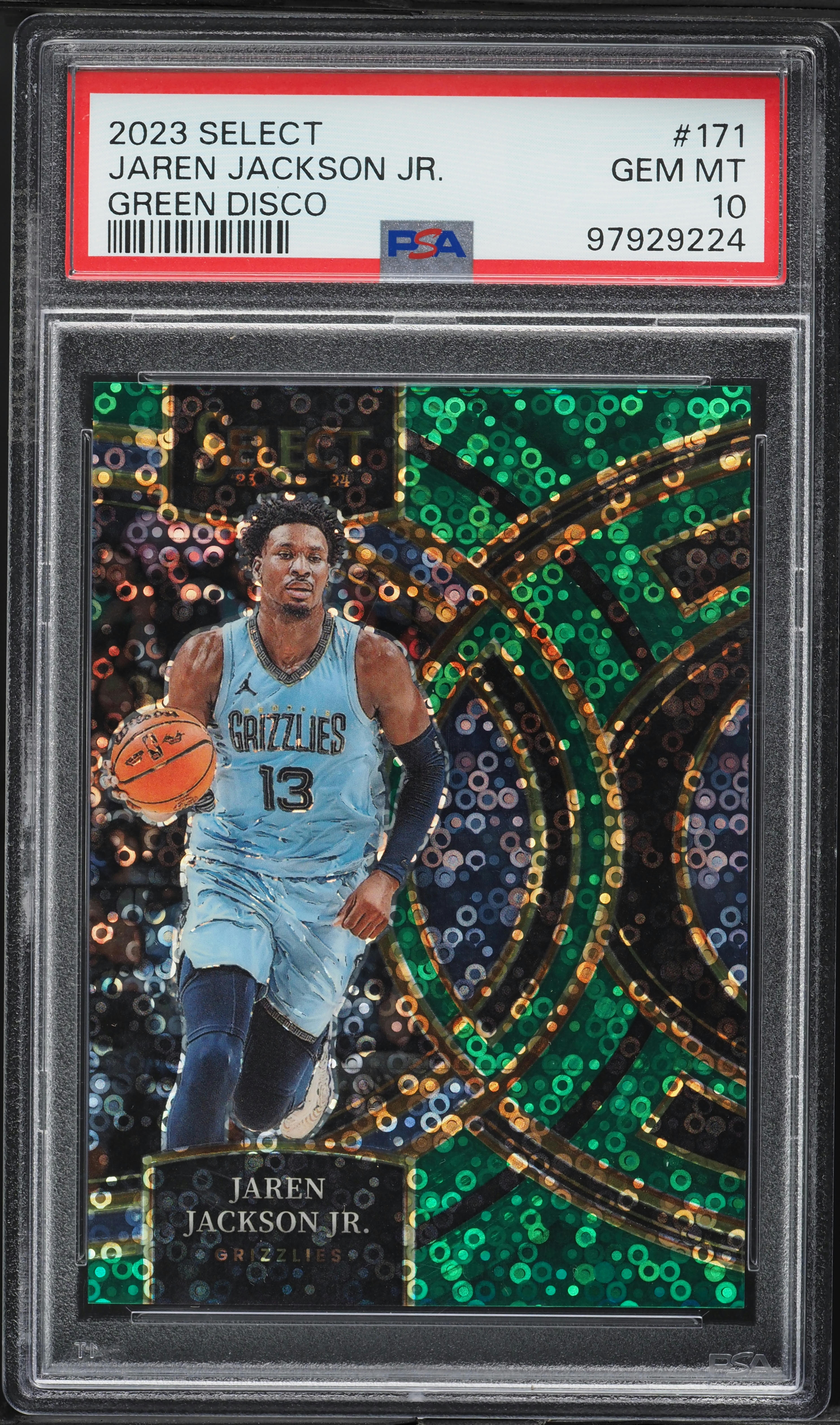 2023 Select Premier Green Disco Jaren Jackson Jr /5 #171 PSA 10