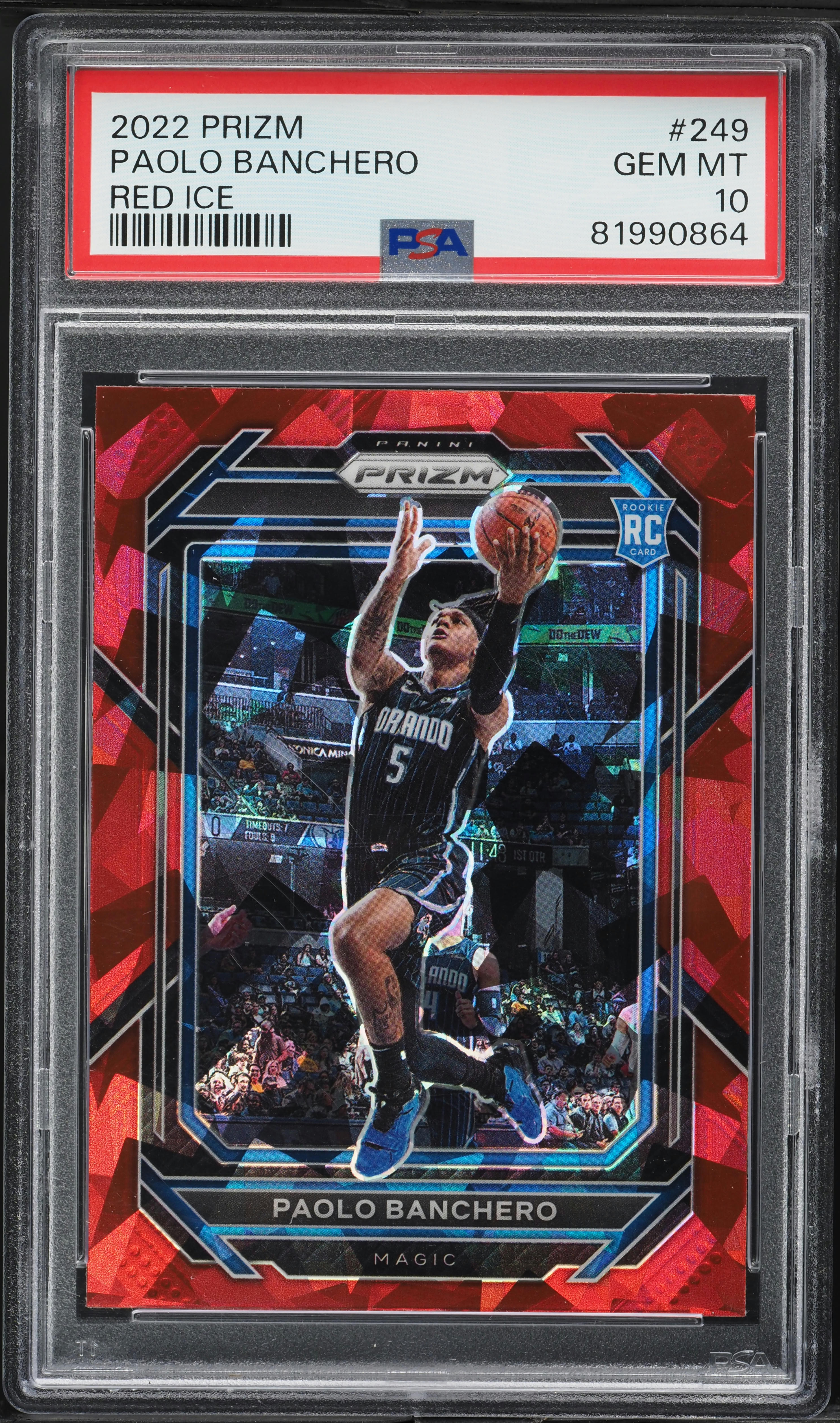 2022 Panini Prizm Red Ice Paolo Banchero ROOKIE #249 PSA 10 GEM