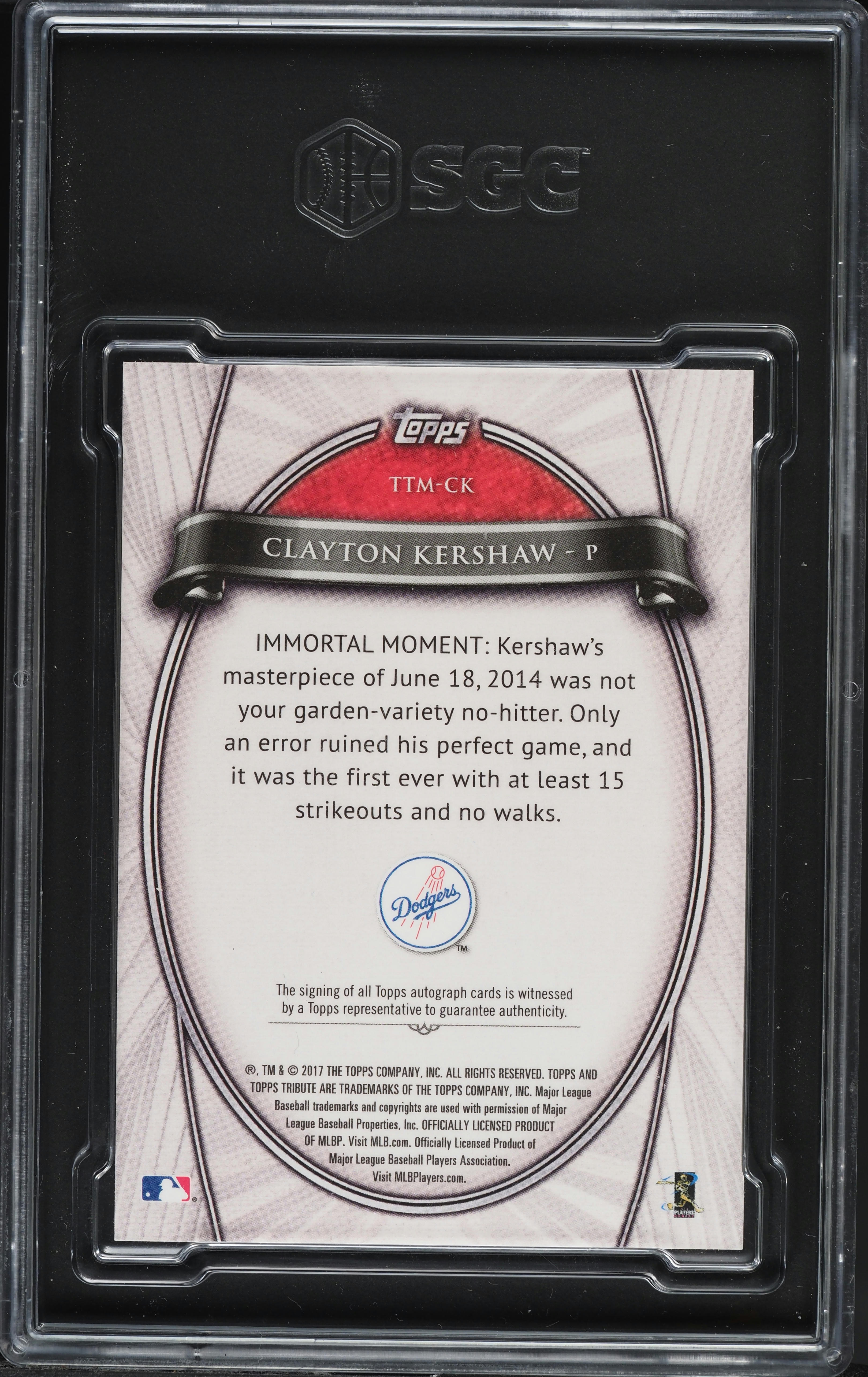 10枚限定 2017 Topps FINEST KERSHAW 直筆サインカード カーショー 