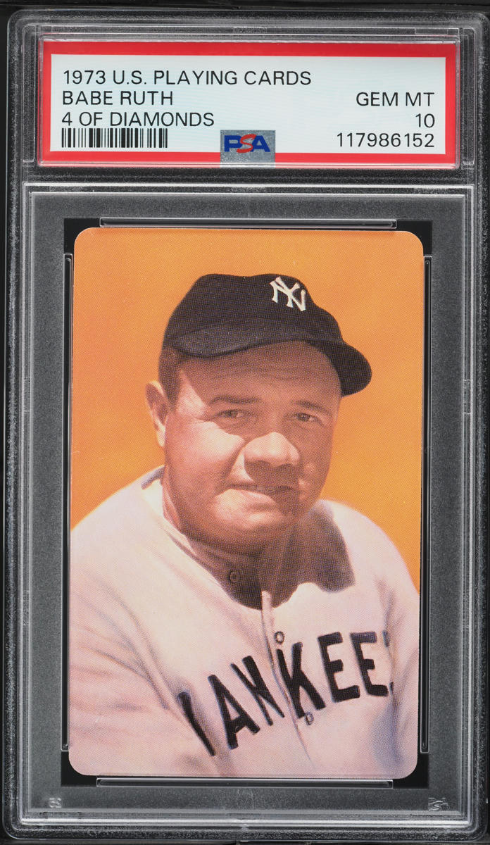 1973 U.S. Playing Cards Babe Ruth 4 OF DIAMONDS PSA 10 GEM MINT