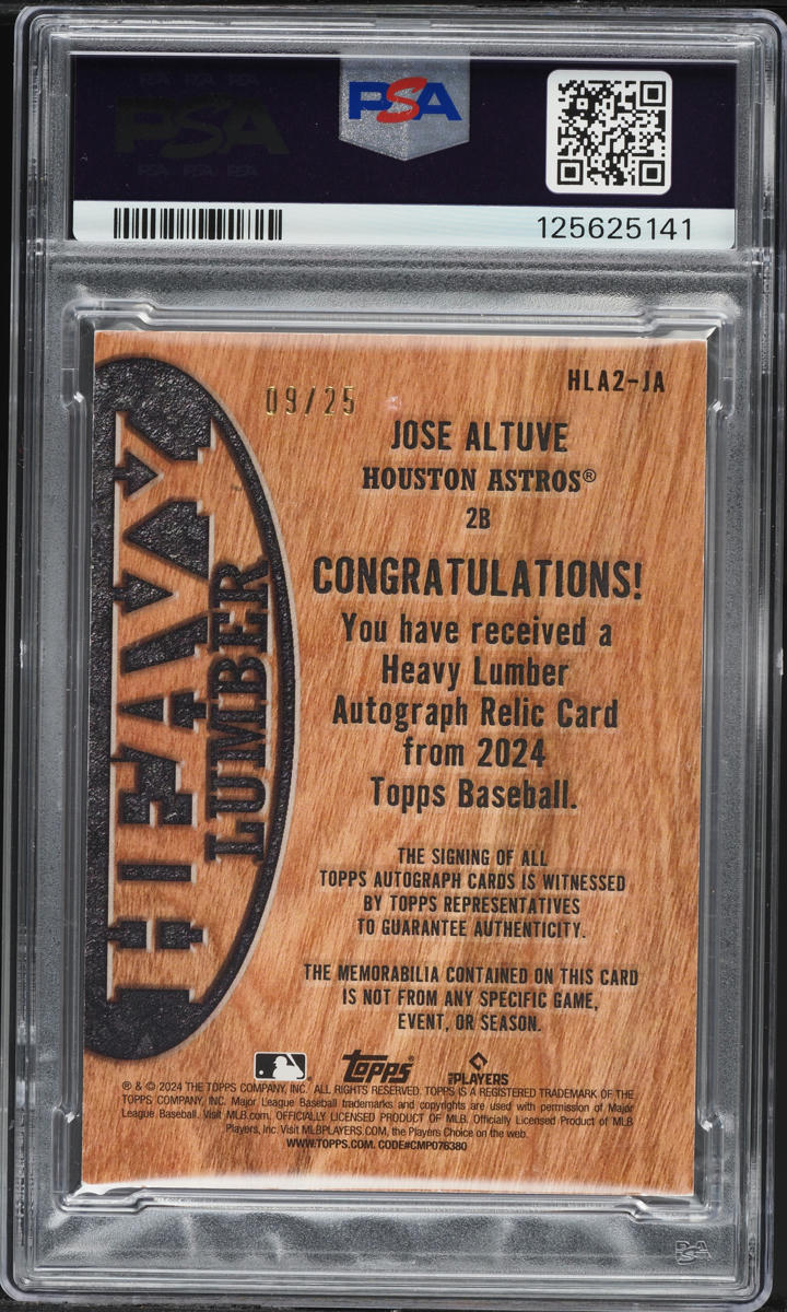 2024 Topps Heavy Lumber Jose Altuve BAT PATCH AUTO /25 #JA PSA 7 NRMT