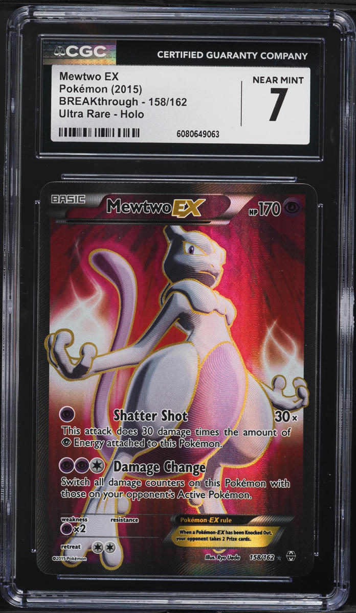 2015 Pokemon XY BREAKthrough Full Art Mewtwo EX #158 CGC 7 NRMT