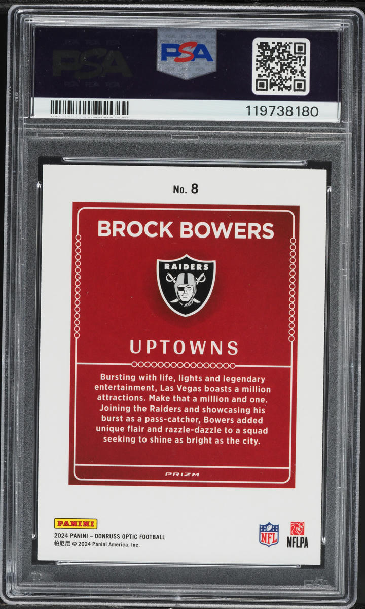 2024 Donruss Optic Uptowns Brock Bowers ROOKIE #8 PSA 10 GEM MINT