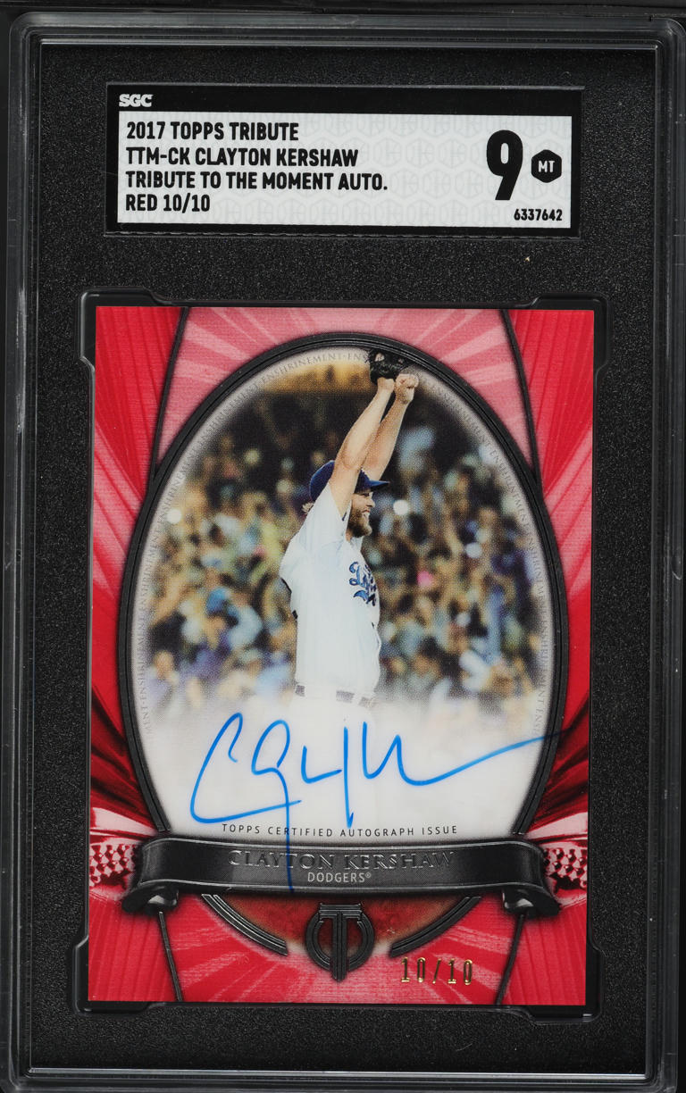 2017 Topps Tribute To The Moment Red Clayton Kershaw AUTO 10/10 SGC 9 MINT