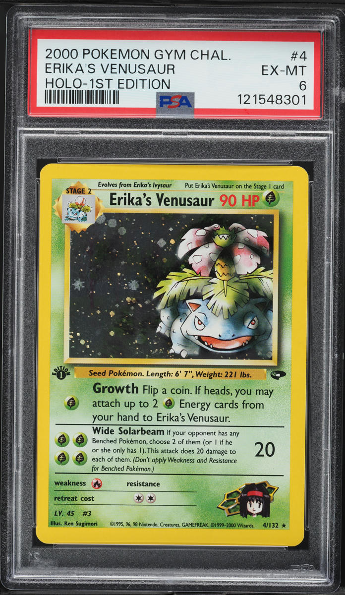 2000 Pokemon Gym Challenge 1st Edition Holo Erika's Venusaur #4 PSA 6 EXMT