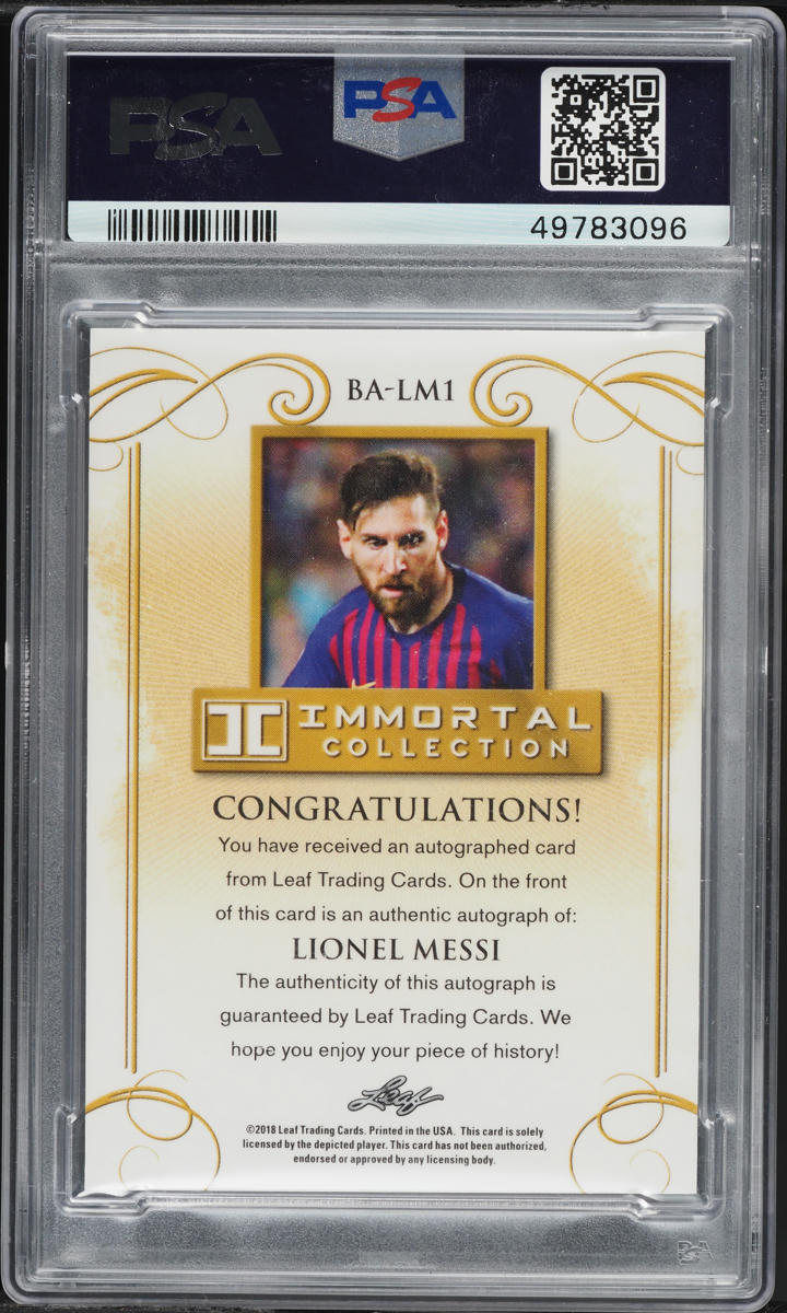 2018 Leaf Soccer Immortal Collection Lionel Messi AUTO /10 #LM1 PSA 10 GEM MINT