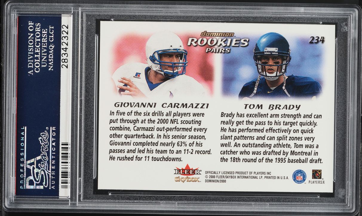 2000 Skybox Dominion Giovanni Carmazzi Tom Brady ROOKIE #234 PSA 10 GEM MINT